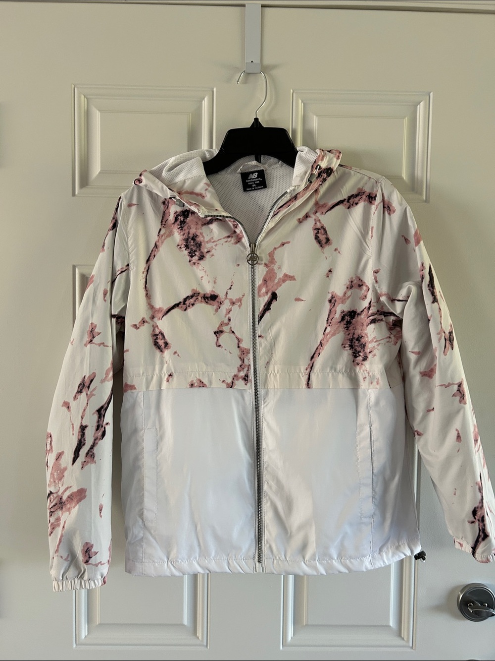 New Balance White Jacket with Pink Marble Print